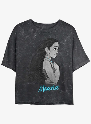 Disney Moana Profile Womens Mineral Wash Crop T-Shirt