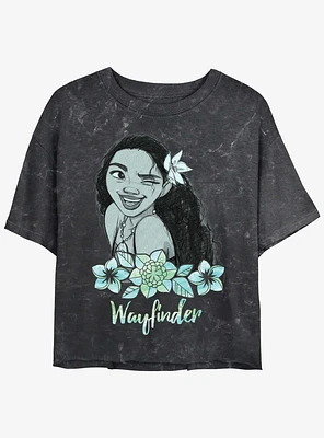 Disney Moana Wink Womens Mineral Wash Crop T-Shirt