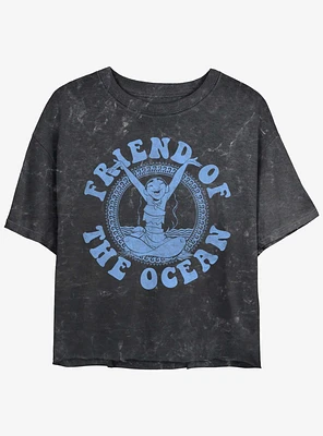 Disney Moana Ocean Friend Womens Mineral Wash Crop T-Shirt