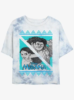 Disney Moana With Maui Womens Tie-Dye Crop T-Shirt