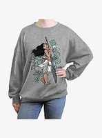 Disney Moana Floral Pose Womens Oversized Sweatshirt