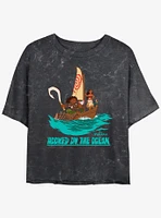 Disney Moana Hooked On The Ocean Womens Mineral Wash Crop T-Shirt