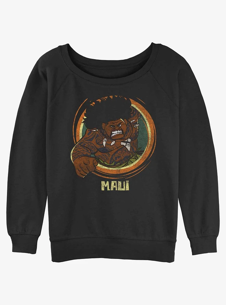 Disney Moana Tribal War Maui Womens Slouchy Sweatshirt