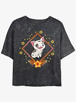 Disney Moana Pua Chinese New Year Womens Mineral Wash Crop T-Shirt