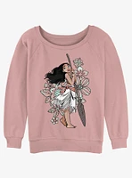 Disney Moana Floral Pose Womens Slouchy Sweatshirt