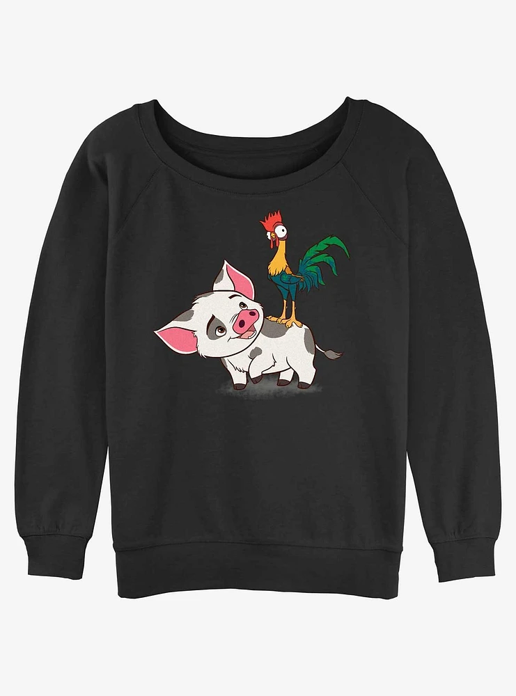 Disney Moana Hei & Pua Womens Slouchy Sweatshirt