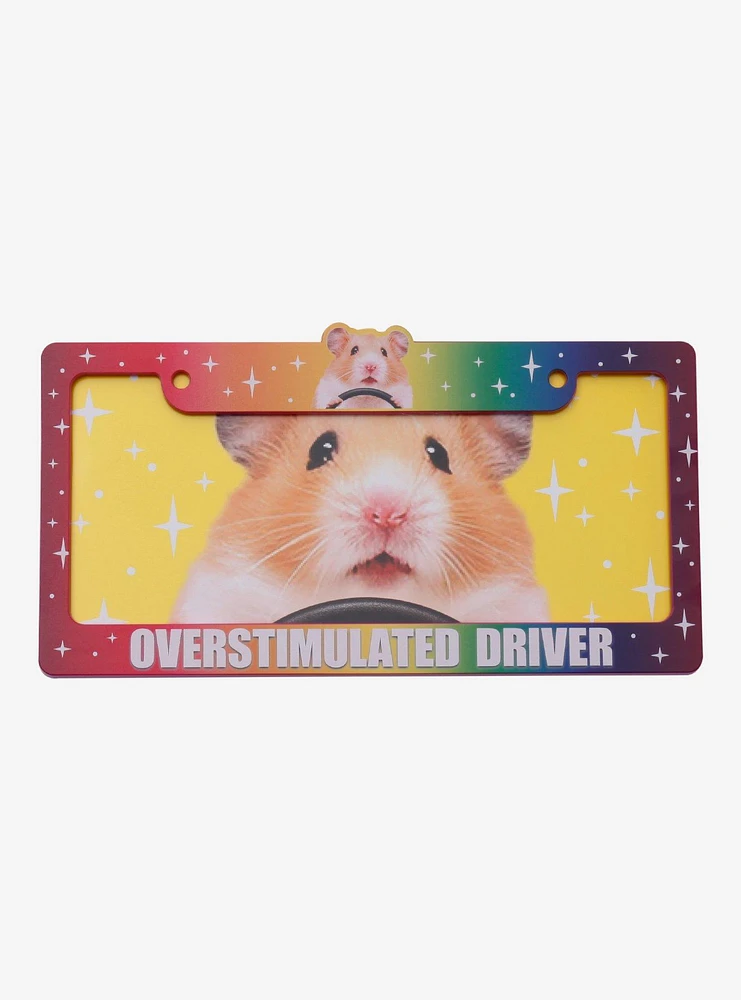 Hamster Overstimulated Driver License Plate Frame