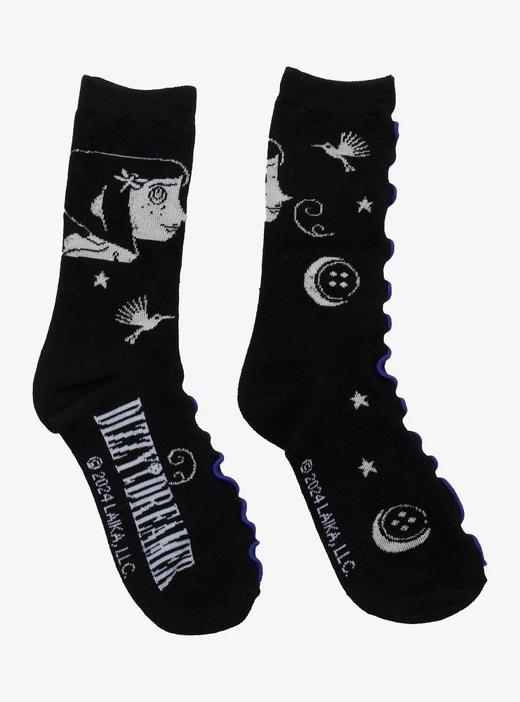 Coraline Dizzy Dreamer Glow-In-The-Dark Crew Socks