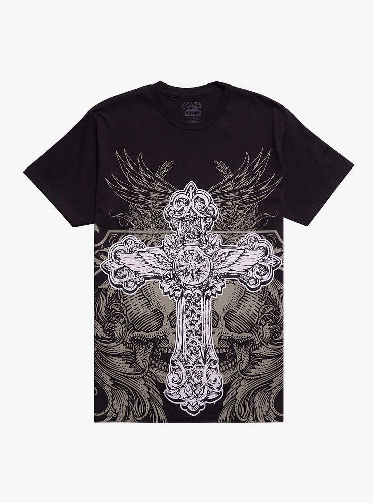 Gothic Cross & Wings T-Shirt By Call Your Mother