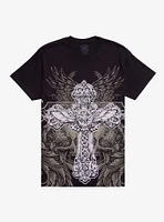 Gothic Cross & Wings T-Shirt By Call Your Mother