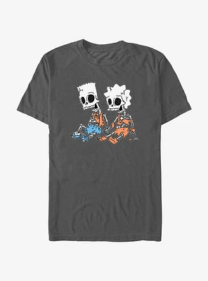 The Simpsons Skeleton Bart And Lisa Garment Dye T-Shirt