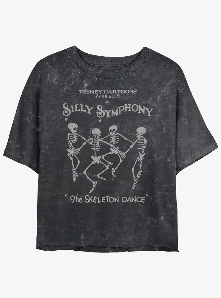 Disney Silly Symphony Skeleton Dance Girls Mineral Wash Crop T-Shirt