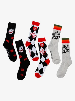 DC Comics Batman Joker & Harley Quinn Crew Socks 3 Pair