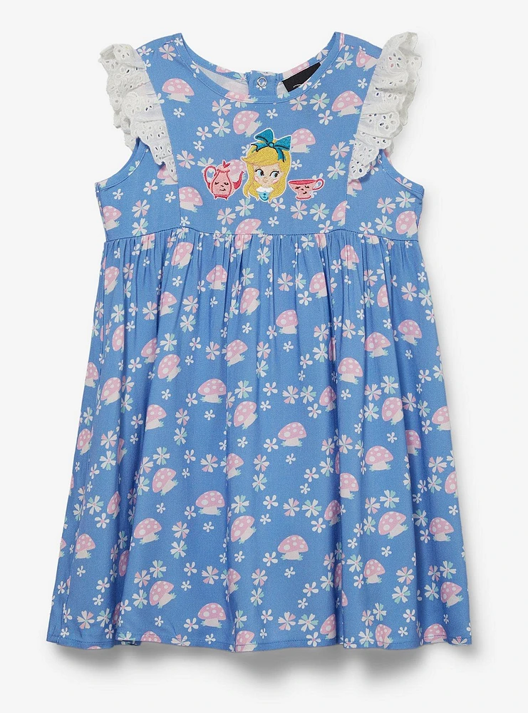 Disney Alice's Wonderland Bakery Mushroom Allover Print Ruffle Toddler Dress