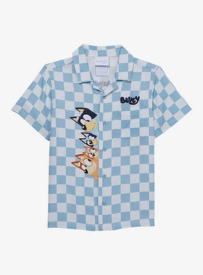 Bluey Heeler Family Checkered Toddler Button Up