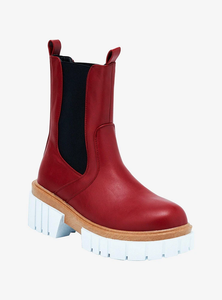 Yoki Burgundy Chelsea Boots