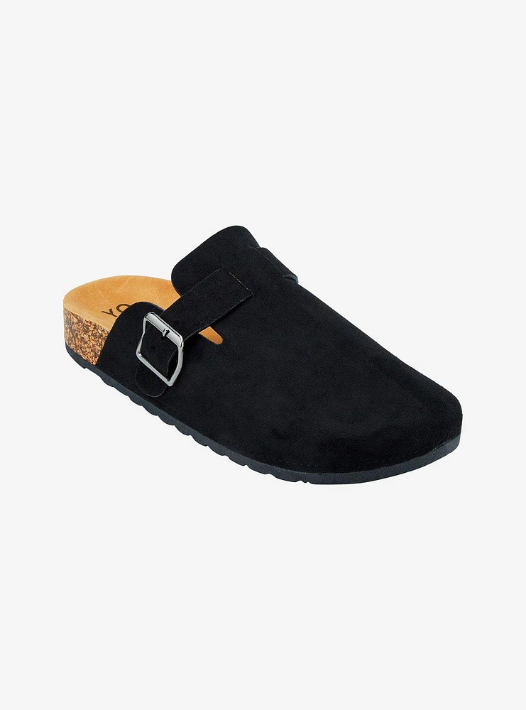 Yoki Black Faux Suede Clogs