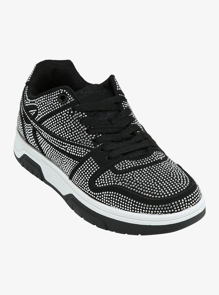 Yoki Black & Silver Rhinestone Hunter Sneakers