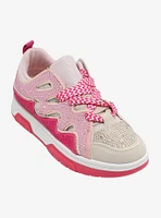 Yoki Pink & Beige Rhinestone Hunter Sneakers