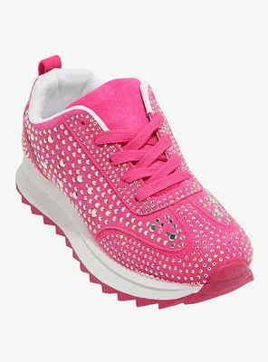 Yoki Pink Rhinestone Russel Sneakers