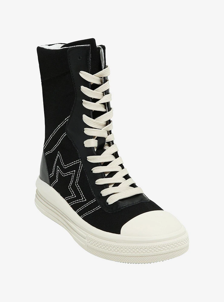 Yoki Black & White Star Wilder Hi-Top Sneakers