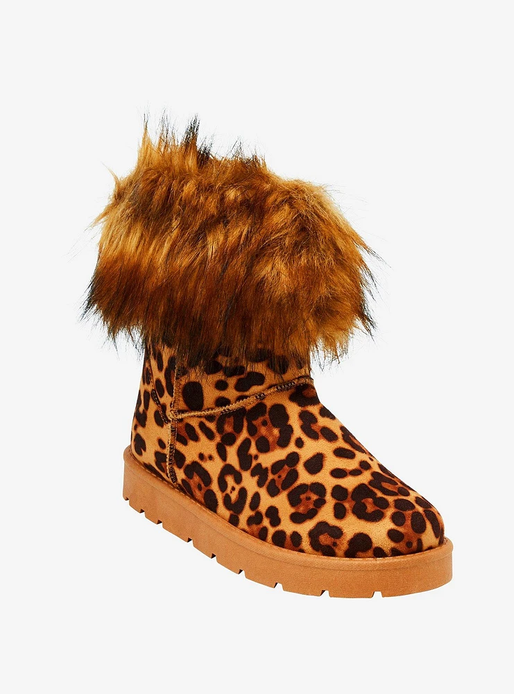 Dirty Laundry Leopard Fuzzy Boots