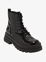 Dirty Laundry Shiny Black Vedder Combat Boots