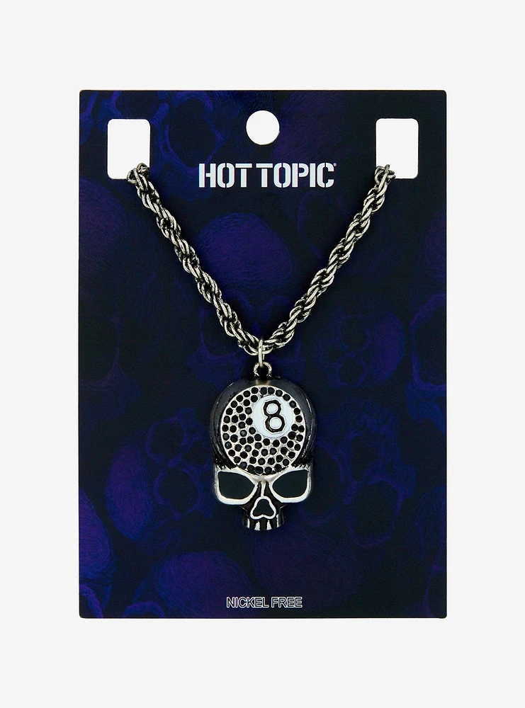 Skull 8 Ball Bling Necklace