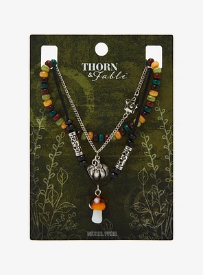 Thorn & Fable Mushroom & Pumpkin Necklace Set