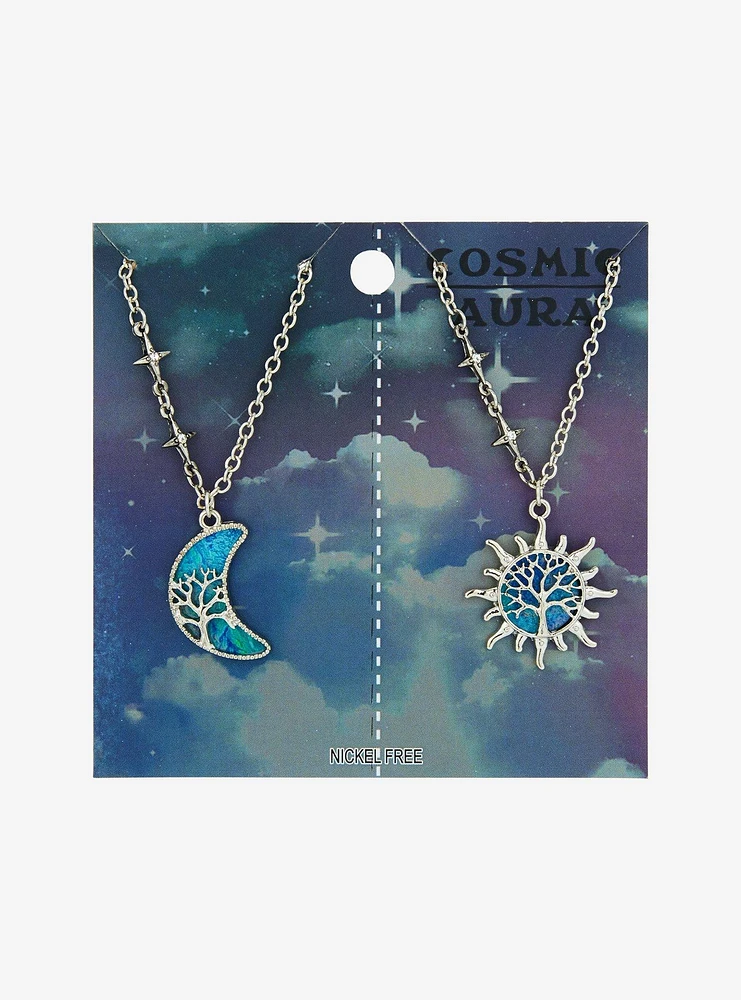 Cosmic Aura Tree Of Life Celestial Best Friend Necklace Set