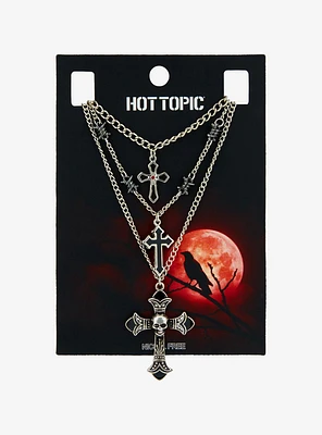 Gothic Cross Skull Layered Necklace