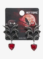 Bat Wing Heart Drop Earrings