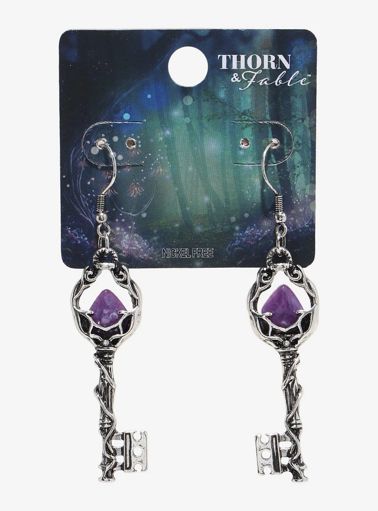 Thorn & Fable Crystal Key Drop Earrings