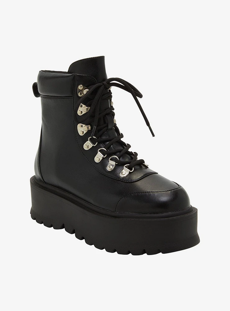 Koi Black Matric Platform Combat Boots