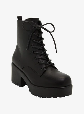 Koi Black Gin Heel Combat Boots