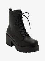 Koi Black Gin Heel Combat Boots