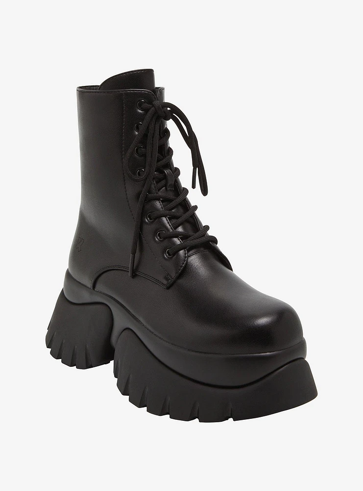 Koi Black Vilun Platform Combat Boots