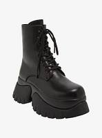 Koi Black Vilun Platform Combat Boots