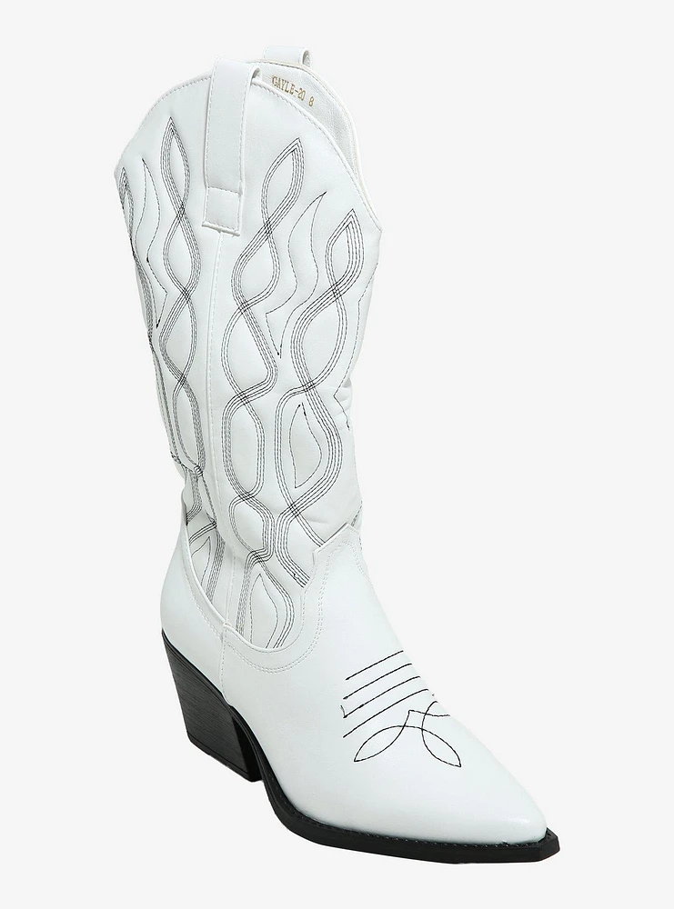 Yoki White Gayle Cowboy Boots