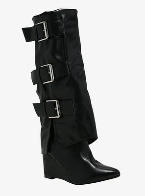 Yoki Black Buckle Erlinda Boots