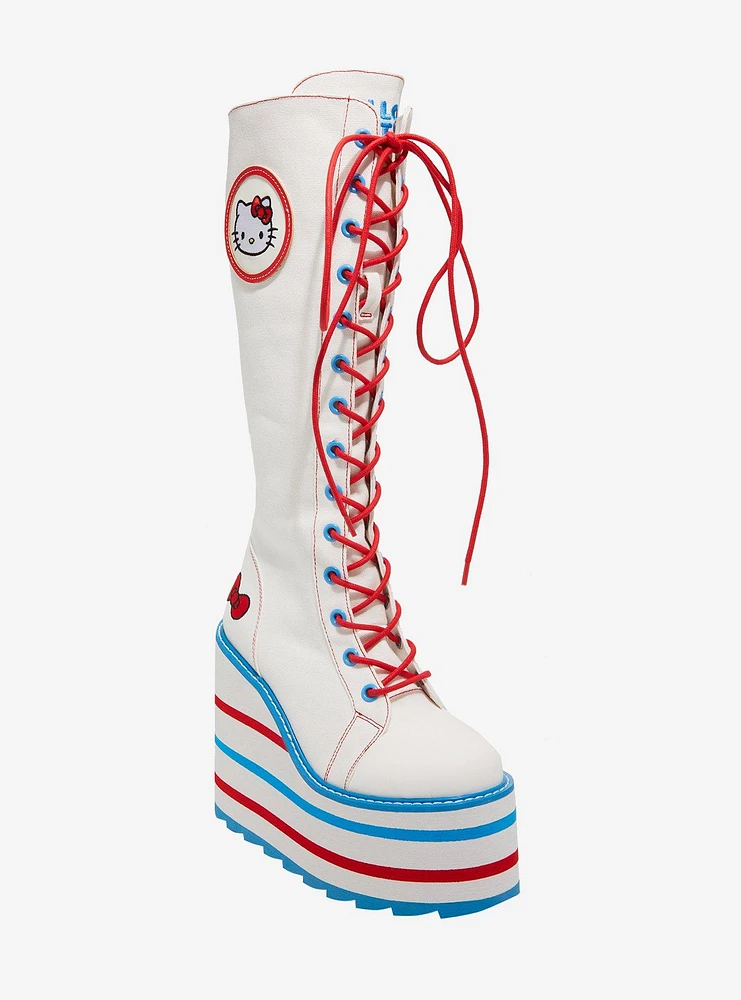 Hello Kitty X YRU White & Red Detention Platform Boots