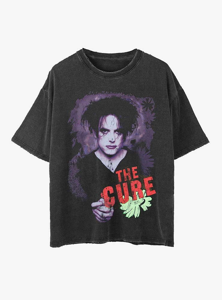 The Cure Flower Portrait Relaxed Fit Girls T-Shirt