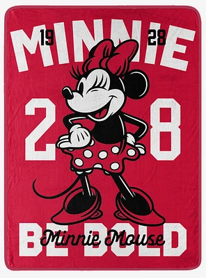 Disney Minnie Mouse Varsity Girl Micro Raschel Throw