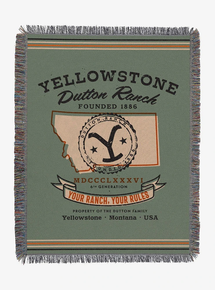 Yellowstone Property of the Dutton Family Tapestry Throw