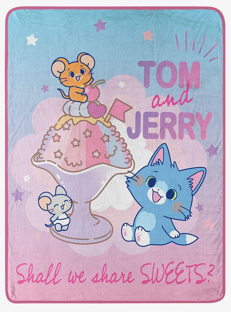 Tom & Jerry Sharing Sweets Micro Raschel Throw