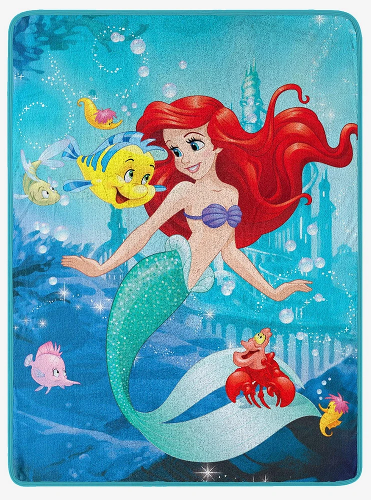 Disney The Little Mermaid Ariel Floatie Friends Micro Raschel Throw