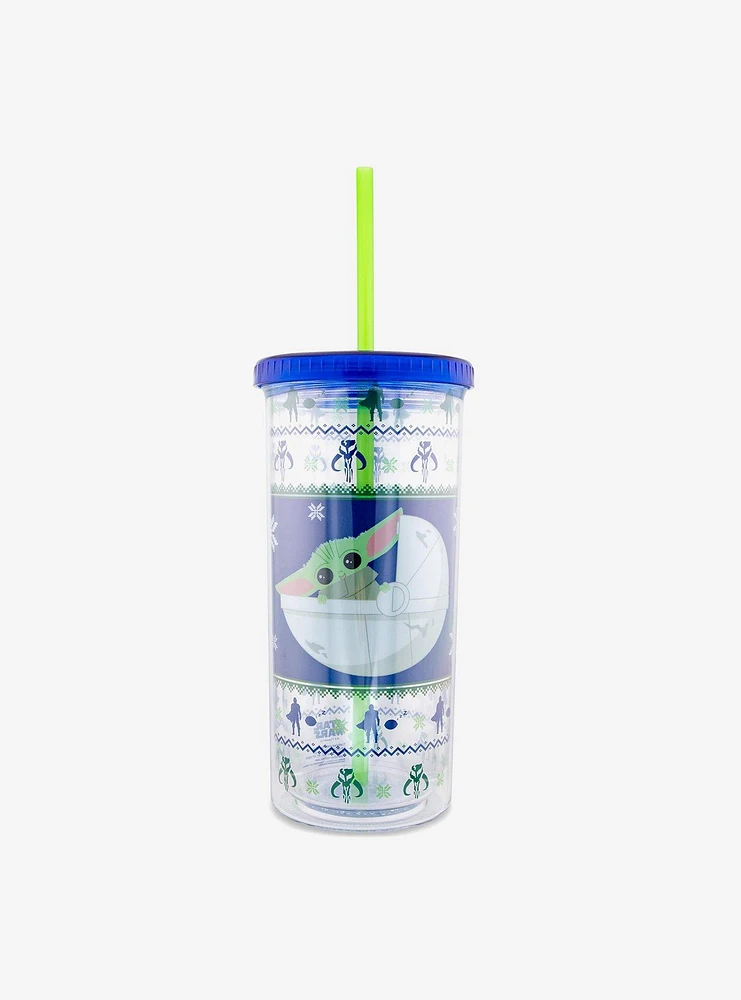 Star Wars The Mandalorian Grogu Fair Isle Acrylic Travel Cup