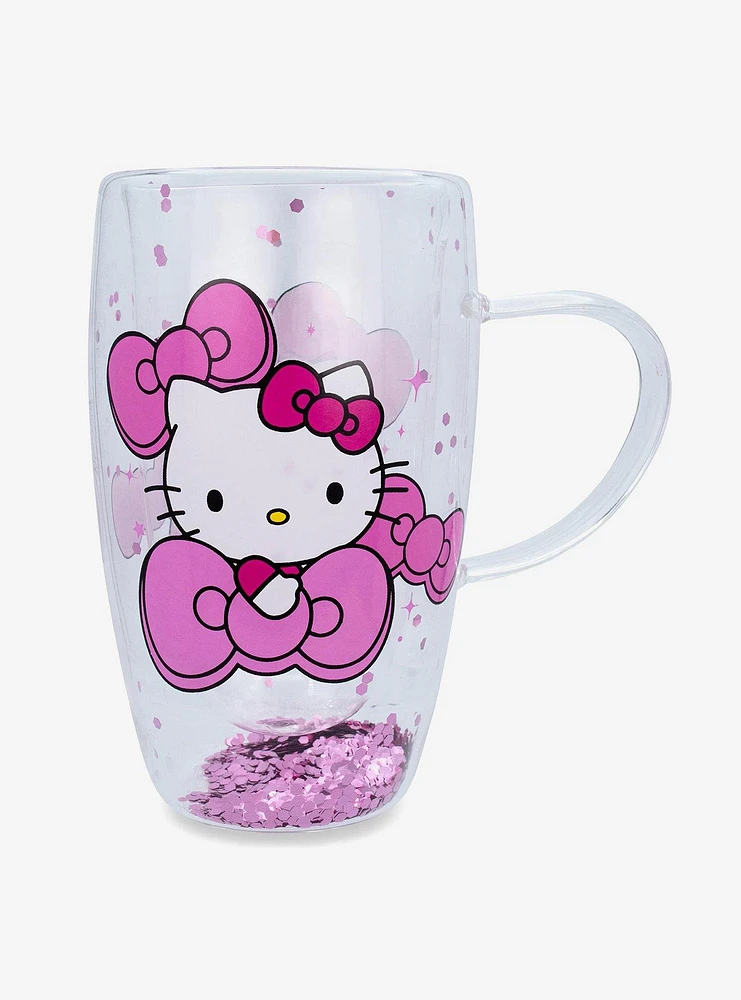 Hello Kitty Bows Pink Confetti Glass Mug