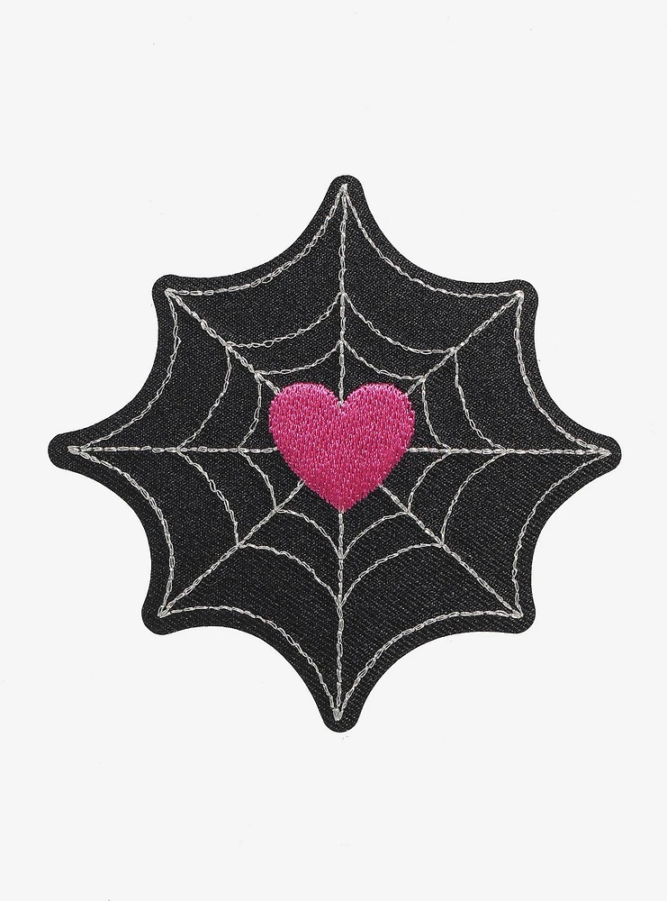 Pink Heart Spiderweb Patch