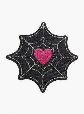 Pink Heart Spiderweb Patch